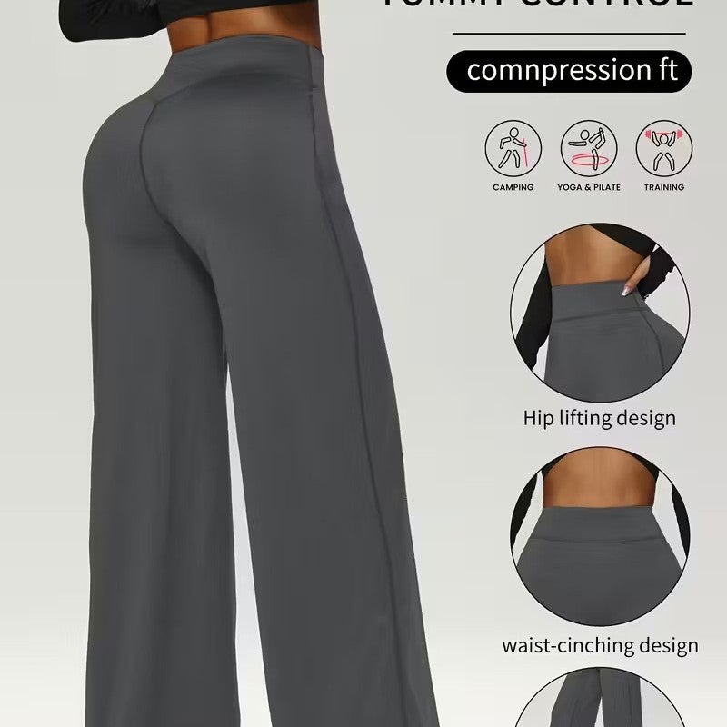 Women's Straight Leg Yoga Pants Soft Skin Friendly Loose Fit Butt Lifting Workout Leggings - Image 1