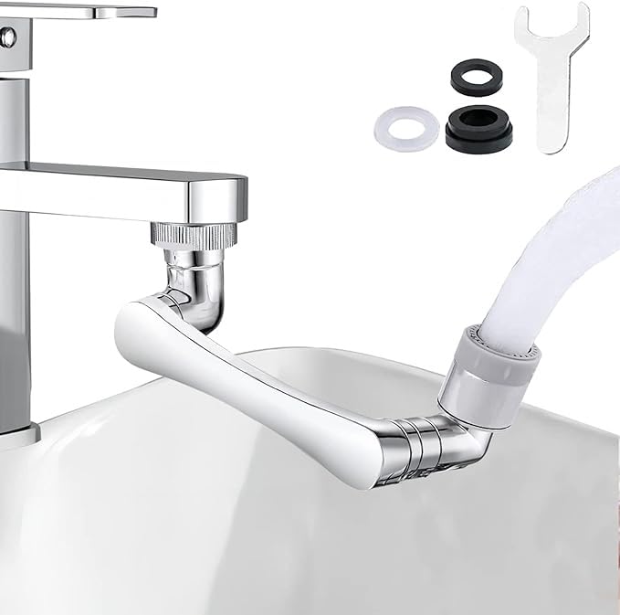 Kruvad 1080 Degree Faucet Extender Universal Splash Filter Faucet Adaptor Flexible 2 Outlet Mode Swivel Faucet Attachment for Bathroom Face Wash Sink tap extender Foldable Kitchen Sink Faucet - Image 3