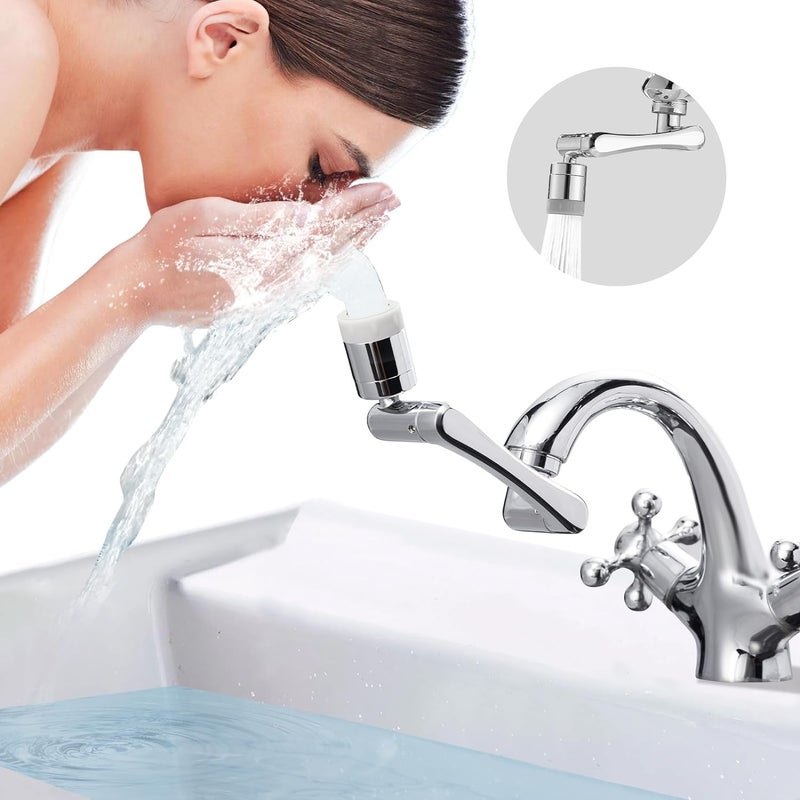 Kruvad 1080 Degree Faucet Extender Universal Splash Filter Faucet Adaptor Flexible 2 Outlet Mode Swivel Faucet Attachment for Bathroom Face Wash Sink tap extender Foldable Kitchen Sink Faucet - Image 4