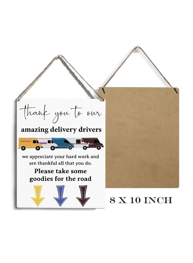 HTBIG Vintage Delivery Driver Thank You Sign, Snack Station Wood Wall Hanging, Front Door Outdoor Farmhouse Hotel Package Boxes Mail Box, Appreciation Wooden Tag Wall - Image 2