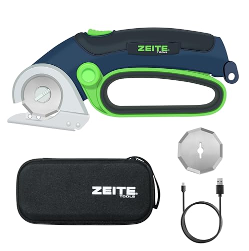 ZEITE 4V Cordless Electric Scissors,Cardboard Cutter with 2 Blades,Storage Box,USB Charging Cable,Power Rotary Cutter,Max Cutting 1/4",for Cardboard Box,Thin Carpet & Plastic, Easy to Hold and Safe - Image 1