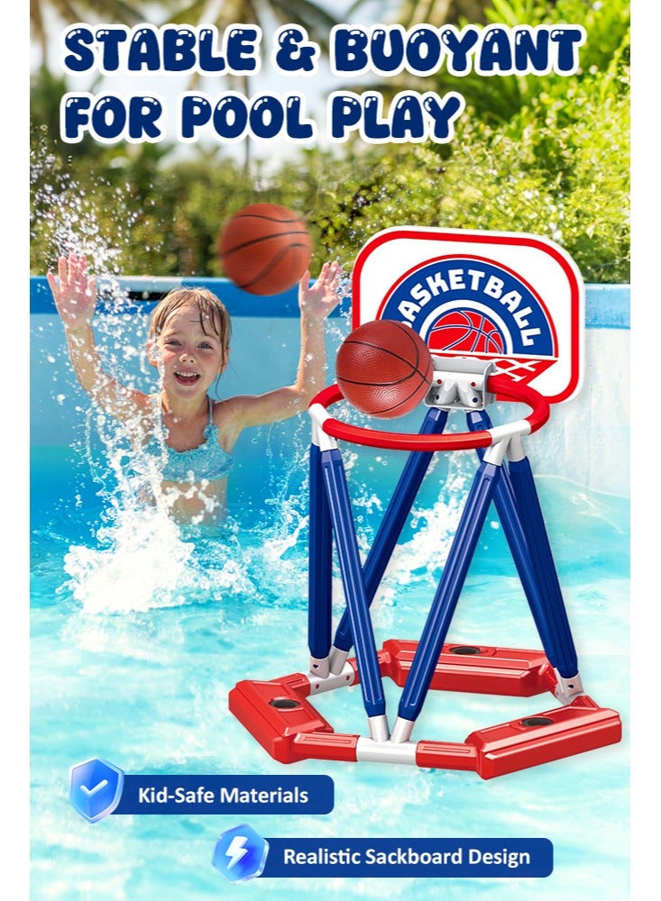 Forthcan Pool Basketball Hoop Toys,Swimming Floating Basketball Hoop Pool Game with Basketballs,Summer Outdoor Pool Water Play Toy - Image 1