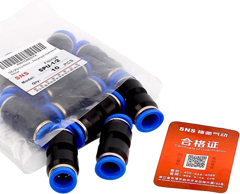 Sns 1/2" Tube OD Plastic Straight Union Pipe Tube Fitting Straight Pneumatic Connector(10 PCS) SPU-1/2 - Image 5