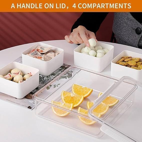 Kimee Plastic Fridge Storage Boxes Freezer Storage Containers, Container For Kitchen Storage Set, Storage In Kitchen, Vegetable Storage,Refrigerator Food Box (4 GRID FRIDGE BOX(PACK OF 1)) - Image 5