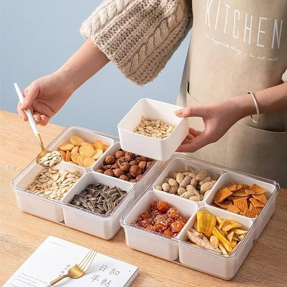 Kimee Plastic Fridge Storage Boxes Freezer Storage Containers, Container For Kitchen Storage Set, Storage In Kitchen, Vegetable Storage,Refrigerator Food Box (4 GRID FRIDGE BOX(PACK OF 1)) - Image 2