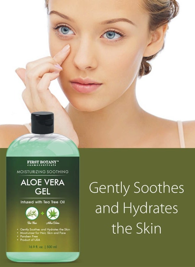 First Botany Cosmeceuticals Pure Aloe Infused with Tea Tree Oil Natural Raw Moisturizer for Skin-Hair Care, Sunburn, Acne & Eczema (500ml) - Image 5