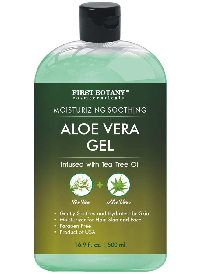 First Botany Cosmeceuticals Pure Aloe Infused with Tea Tree Oil Natural Raw Moisturizer for Skin-Hair Care, Sunburn, Acne & Eczema (500ml) - Image 1