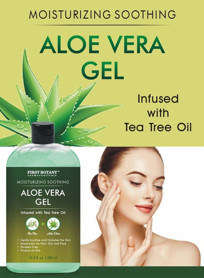 First Botany Cosmeceuticals Pure Aloe Infused with Tea Tree Oil Natural Raw Moisturizer for Skin-Hair Care, Sunburn, Acne & Eczema (500ml) - Image 2