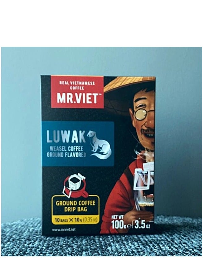 MR.VIET Mr. Viet "Luwak" Weasel Coffee Flavor Ground Coffee10 drip bags by 10g - Image 1