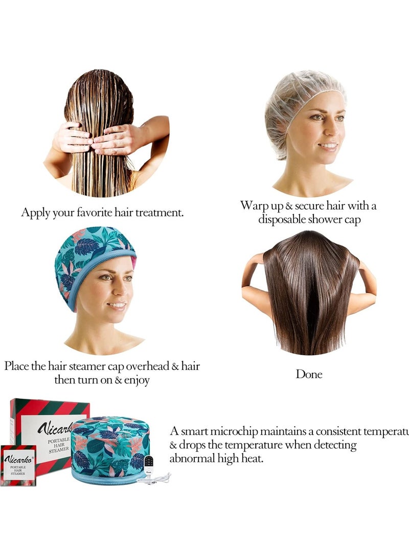 VICARKO VICARKO Hair Steamer for Deep Conditioning, 10-Level Heats Up Quickly, 118” Power Cord, Heating Cap Hot Oil Treatment Heat, Electric Thermal Heated Steam Natural Black Hair, Hawaii Blue  - Image 3
