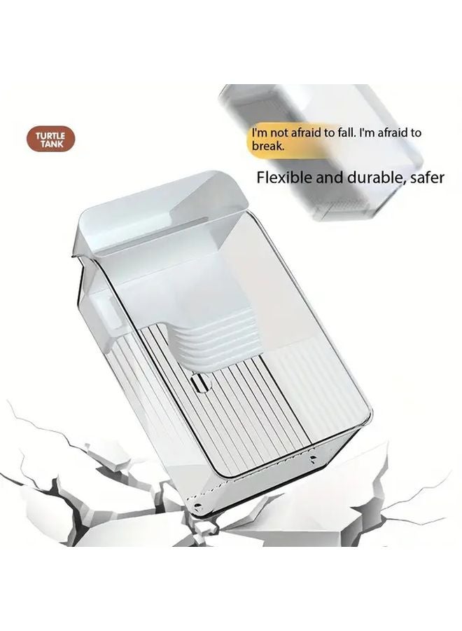 خزان موطن سلحفاة صغير شفاف 360 درجة بدون زوايا ميتة مستطيل الشكل من مادة البولي بروبيلين للمكتب والمنزل - Image 1