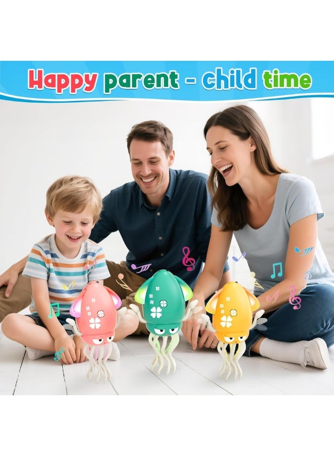 ماكدو لعبة أخطبوط راقص للأطفال، لعبة أخطبوط كهربائية زاحفة مزودة بإضاءة LED وموسيقى، لعبة حبار تجنب العوائق تلقائيًا، لعبة حبار سحرية لوقت الاستلقاء على البطن للأولاد والبنات من عمر 3 سنوات فما فوق - Image 1