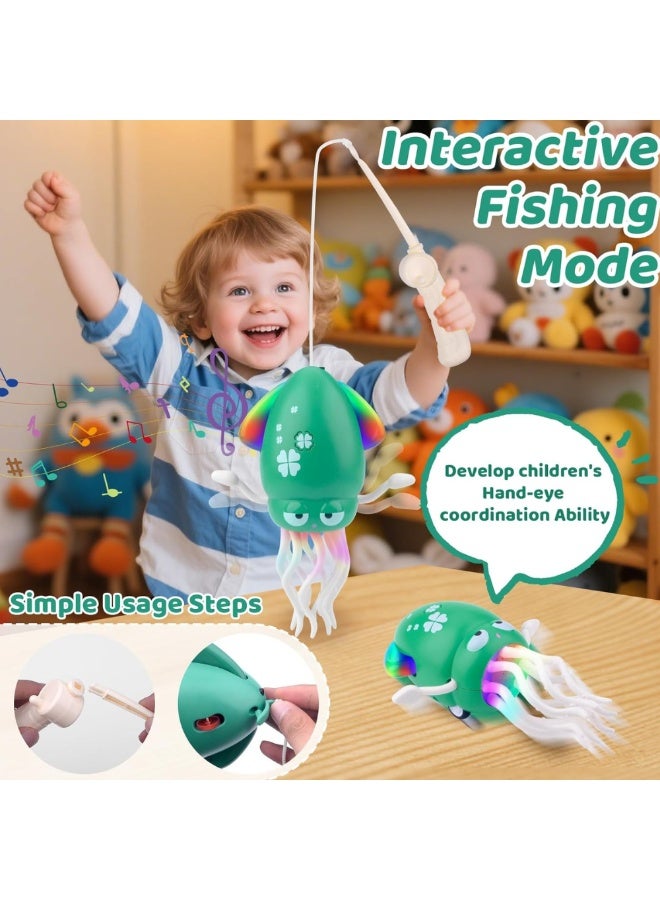 ماكدو لعبة أخطبوط راقص للأطفال، لعبة أخطبوط كهربائية زاحفة مزودة بإضاءة LED وموسيقى، لعبة حبار تجنب العوائق تلقائيًا، لعبة حبار سحرية لوقت الاستلقاء على البطن للأولاد والبنات من عمر 3 سنوات فما فوق - Image 5