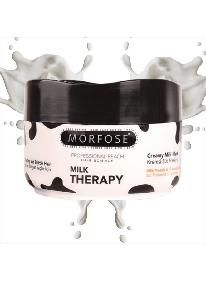 MORFOSE Professional Milk Therapy Hair Mask for Dry, Damaged, or Brittle Strands, 12 Essential Amino Acids, and Proteins, Fuller Healthier, Softer look, (large, 16.9 Fl Oz) - Image 1