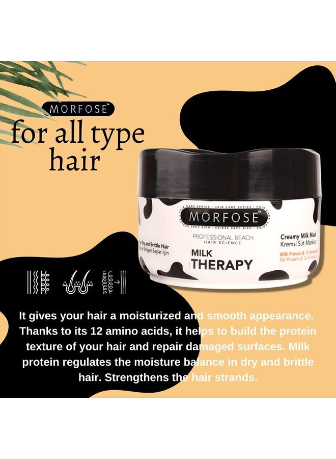 MORFOSE Professional Milk Therapy Hair Mask for Dry, Damaged, or Brittle Strands, 12 Essential Amino Acids, and Proteins, Fuller Healthier, Softer look, (large, 16.9 Fl Oz) - Image 3
