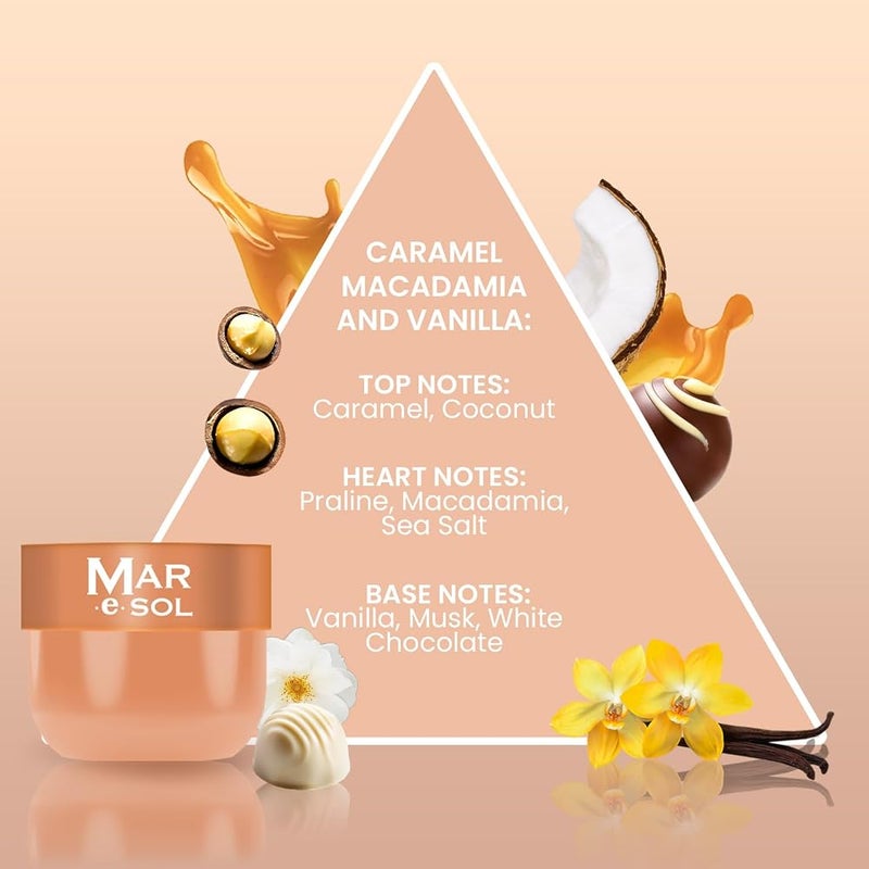 Mar.e.SOL Caramel Macadamia & Vanilla Gift Set – Body Mist 90ml + Scrub 100g + Body Butter 75ml Sweet & Long-Lasting Fragrance Nourishing Care Gift Set for Women - Image 4