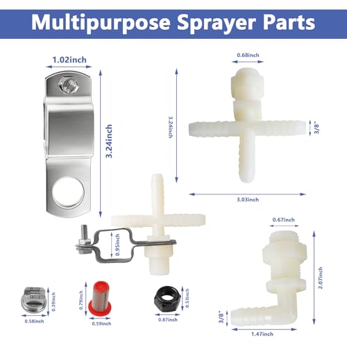 ulapithi Spray Boom Repair Kit Sprayer Parts Including 8001VS Tips Screens Clamps 38 Nozzle Body Elbows and Cross Nozzle Body Nuts and Caps 50 Mesh Tip Screens and Boom Clamps 1 Square - Image 3
