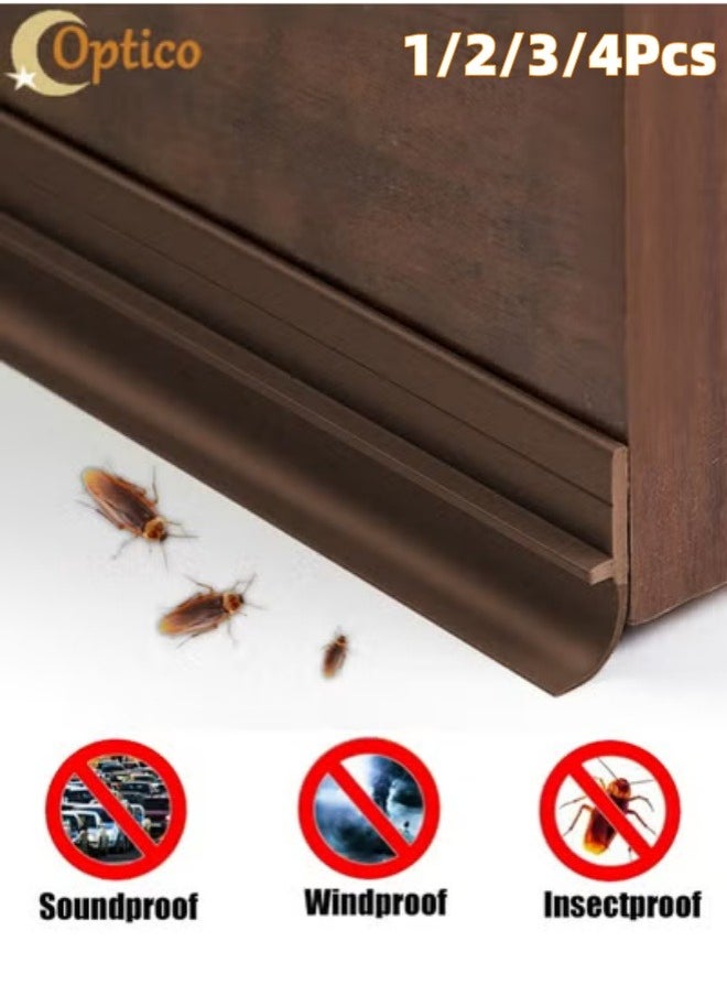 Optico 1/2/3/4Pcs Door Draft Stopper, Under Door Draft Blocker, Soundproof Door Sweep Weather Stripping for Doors Door Bottom Seal Dust and Noise Insulation Weather Stripping Draft Guard Insulator,Soundproof, Pest-proof, Windproof, Dust-proof Door Seal Strip  - Image 1