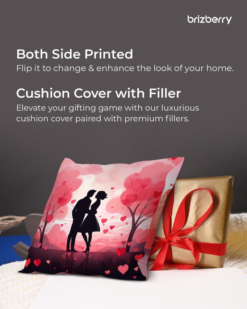 Brizberry® Pillow Cushion Gift for Valentine's Day Anniversary Engagement Birthday Wife Husband Love Romantic Couple Gift with Cushion Filler (16 inch x 16 inch) (Design 28) - Image 4