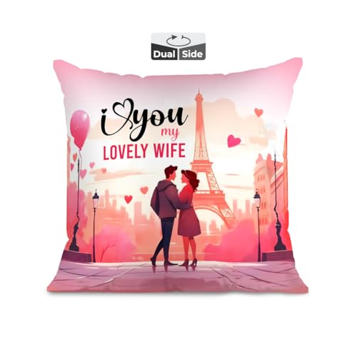 Brizberry® Pillow Cushion Gift for Valentine's Day Anniversary Engagement Birthday Wife Husband Love Romantic Couple Gift with Cushion Filler (16 inch x 16 inch) (Design 28) - Image 1