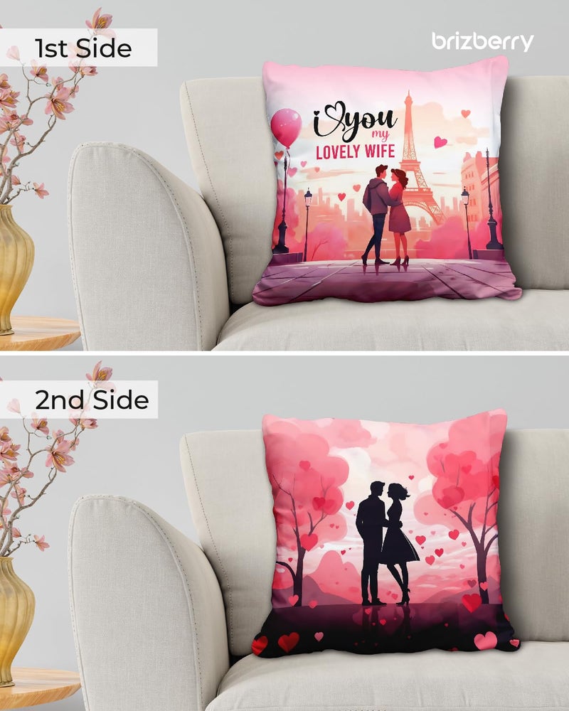 Brizberry® Pillow Cushion Gift for Valentine's Day Anniversary Engagement Birthday Wife Husband Love Romantic Couple Gift with Cushion Filler (16 inch x 16 inch) (Design 28) - Image 2