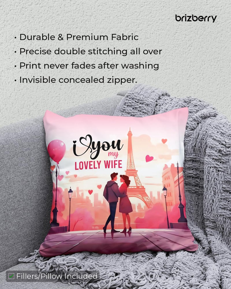 Brizberry® Pillow Cushion Gift for Valentine's Day Anniversary Engagement Birthday Wife Husband Love Romantic Couple Gift with Cushion Filler (16 inch x 16 inch) (Design 28) - Image 5