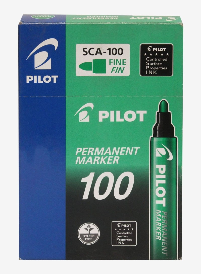 Pilot 12-Piece Green Bullet Tip Permanent Marker SCA-100 - Image 1
