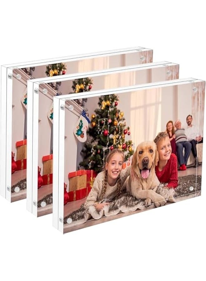 تراسل إطارات صور أكريليك 3 عبوات من الأكريليك، شاشة عرض صور مغناطيسية شفافة على الوجهين لسطح المكتب - Image 1