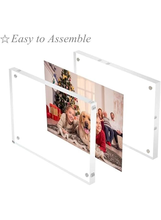 تراسل إطارات صور أكريليك 3 عبوات من الأكريليك، شاشة عرض صور مغناطيسية شفافة على الوجهين لسطح المكتب - Image 3