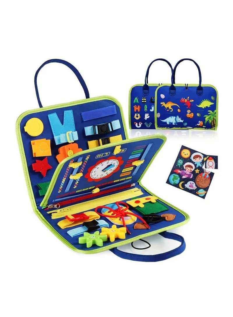 Sybil's Busy Books for Kids Montessori Preschool Activity Books for Toddlers and Kids 3-5 Years Children Educational Toys With Zipper Basic Skills Development Busy Board (Little Explorers Blue) - Image 1