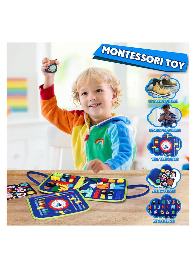 Sybil's Busy Books for Kids Montessori Preschool Activity Books for Toddlers and Kids 3-5 Years Children Educational Toys With Zipper Basic Skills Development Busy Board (Little Explorers Blue) - Image 3