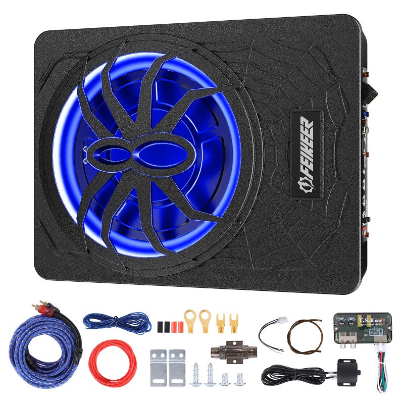 Feikeer 2026 10" 1200W UnderSeat Car Subwoofer, with Multicolor LED Lighting, Deep Bass Enhancement. Subwoofer and Amp Package for a Dynamic Driving Experience with Bass Melodies - Image 1