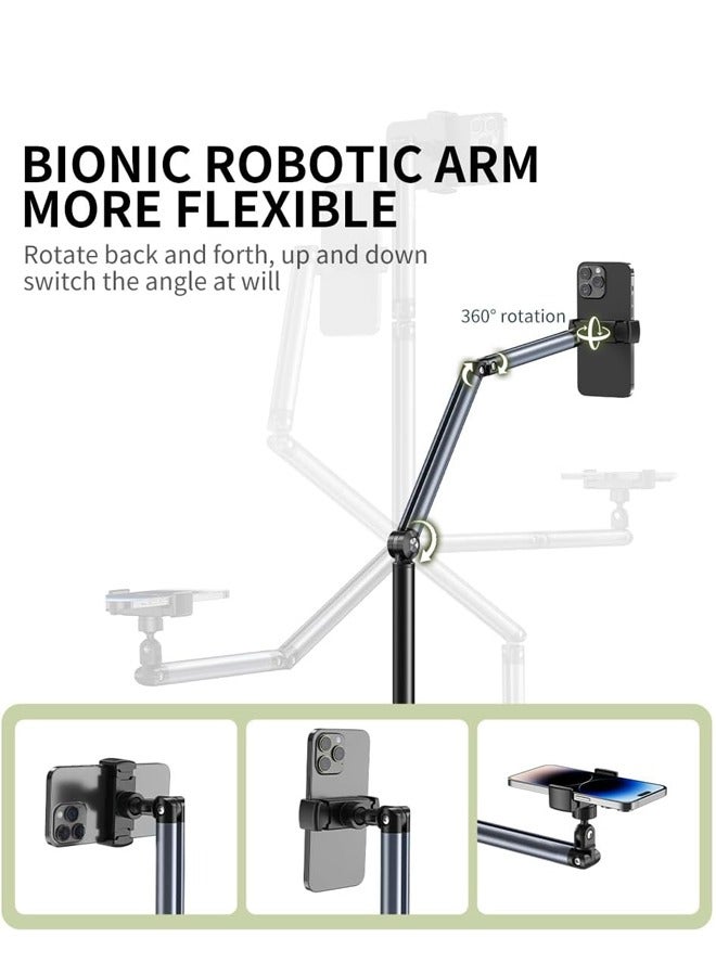 PADOM حامل الهاتف المحمول من بادوم، حامل الهاتف المحمول على الأرض، تصميم معلق، ارتفاع وزاوية 360 درجة قابلة للتعديل، مناسب لتصوير مقاطع الفيديو والبث المباشر ومشاهدة الأفلام - Image 3