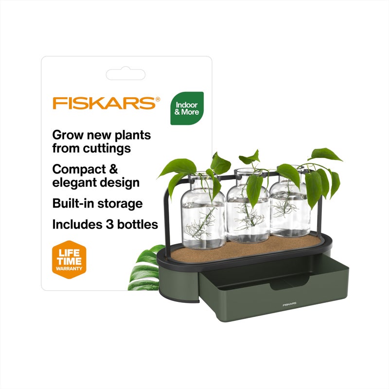 Fiskars Plant Propagation Station Glass Test Tube Vases for Rooting Cuttings wMetal Rack Storage Drawer Hydroponic System for Indoor Gardening Decor Straight Sided Flutes for Easy Root Removal - Image 2