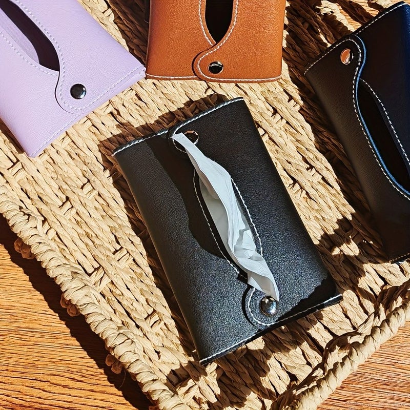 1 Piece Reusable PU Leather Mini Tissue Travel Pouch Small Portable Storage Case For Travel - Image 3