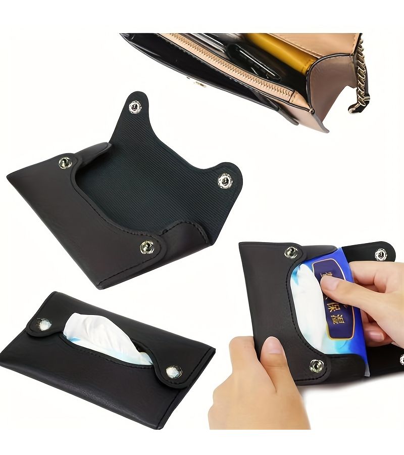 1 Piece Reusable PU Leather Mini Tissue Travel Pouch Small Portable Storage Case For Travel - Image 2