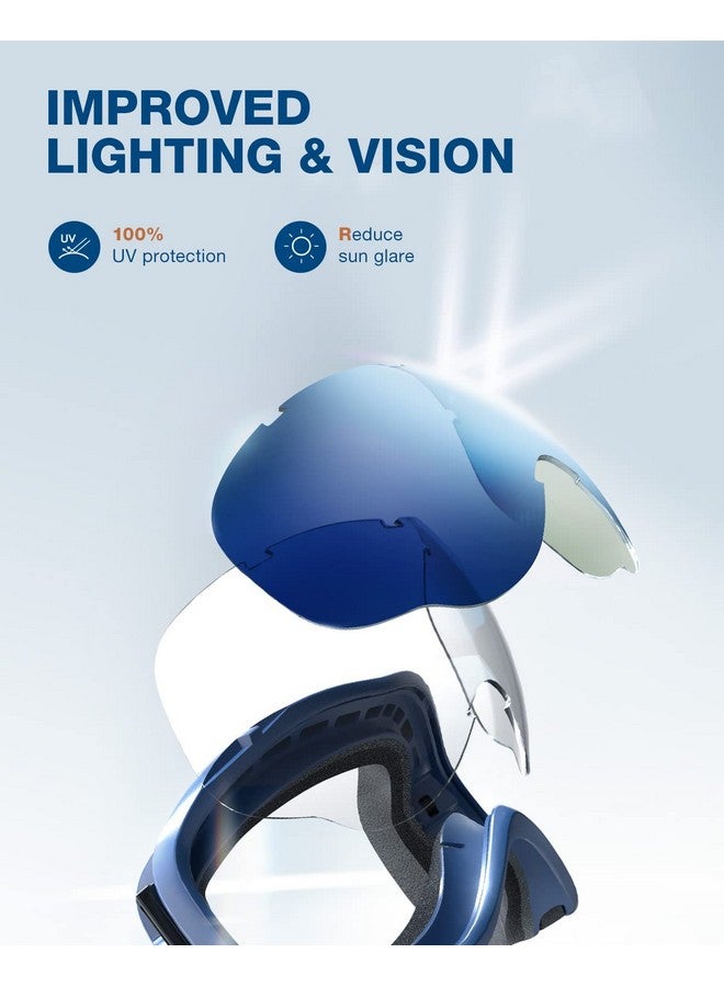 ZIONOR Lagopus Ski Snowboard Goggles Uv Protection Anti Fog Snow Goggles For Men Women Adult Youth Vlt 60% Blue Frame Clear Blue Lens - Image 4