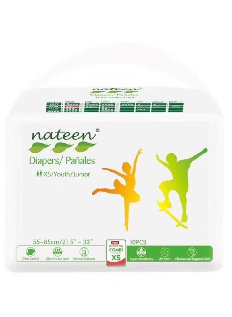 Nateen Combi Plus Incontinence Adult Diaper,X-Small,Waist Size 55-85cm,10 Count Adult Diapers,with Super Absorbent Layer,Leak Guard,Disposable Underwear for Men&Women-960ml Absorbency. - Image 1