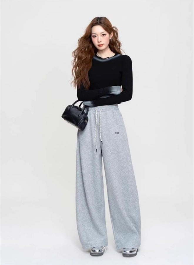 سروال رياضي ALO - بنطلون واسع كاجوال - مناسب لفصل الربيع والخريف (رمادي) - Image 3