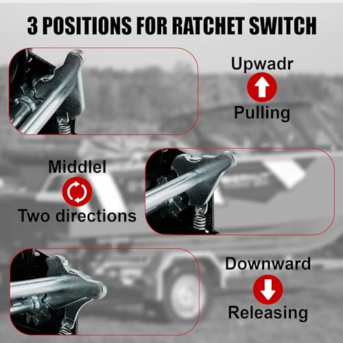 TYT 1200LB Boat Trailer Strap Winch with 8M Black Rope, Standard Mounting Hole Crank Hand Winch with Hook, Two Way Ratchet Manual Gear Winch for Towing Pulling Boat Trailer Truck RV ATV Jet Ski Winch - Image 5