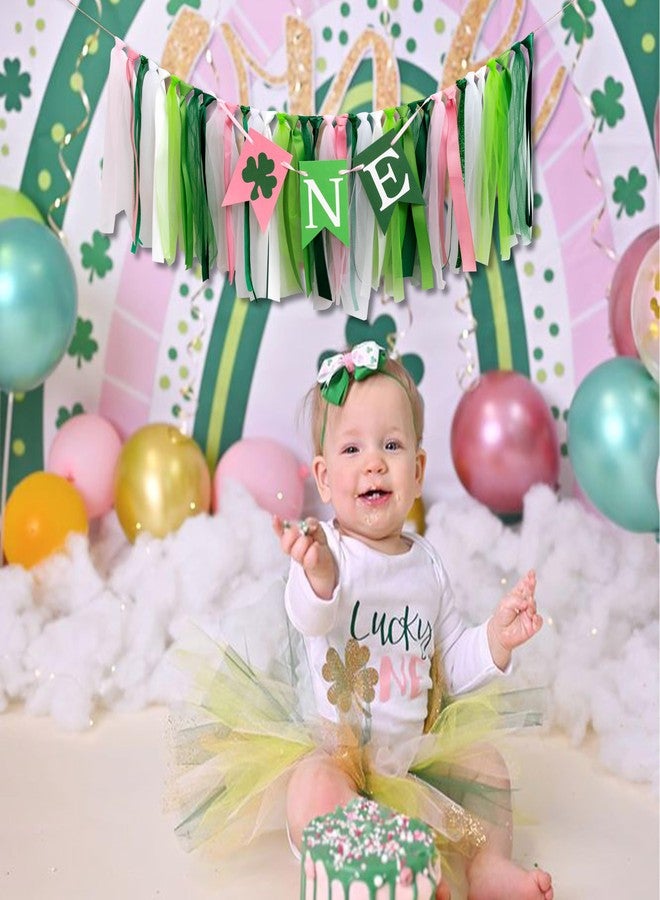 MUWEOL Lucky One High Chair Banner - St. Patrick's Day First Birthday Party Decorations,Clover Irish 1st Birthday Party Highchair Tutu, Clover One Theme Decor - Image 3