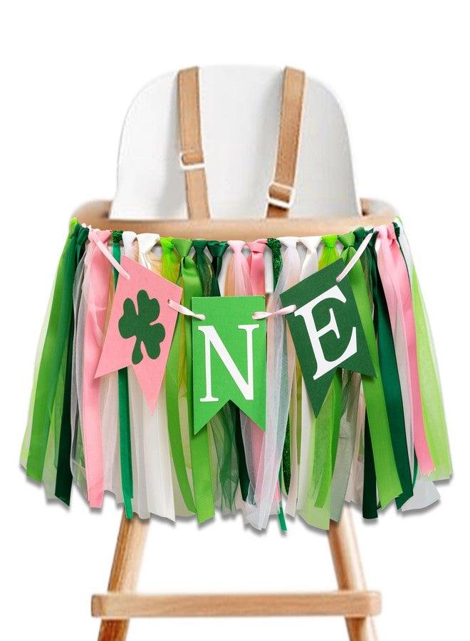 MUWEOL Lucky One High Chair Banner - St. Patrick's Day First Birthday Party Decorations,Clover Irish 1st Birthday Party Highchair Tutu, Clover One Theme Decor - Image 1