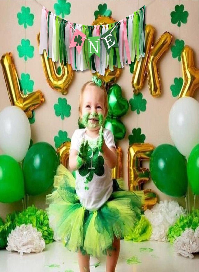 MUWEOL Lucky One High Chair Banner - St. Patrick's Day First Birthday Party Decorations,Clover Irish 1st Birthday Party Highchair Tutu, Clover One Theme Decor - Image 4