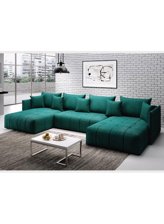 Comfynest Deluxe U-Shape Sectional Sofa Modern Living Room Elegance Spacious Comfort and Stylish Design (Green) - Image 1