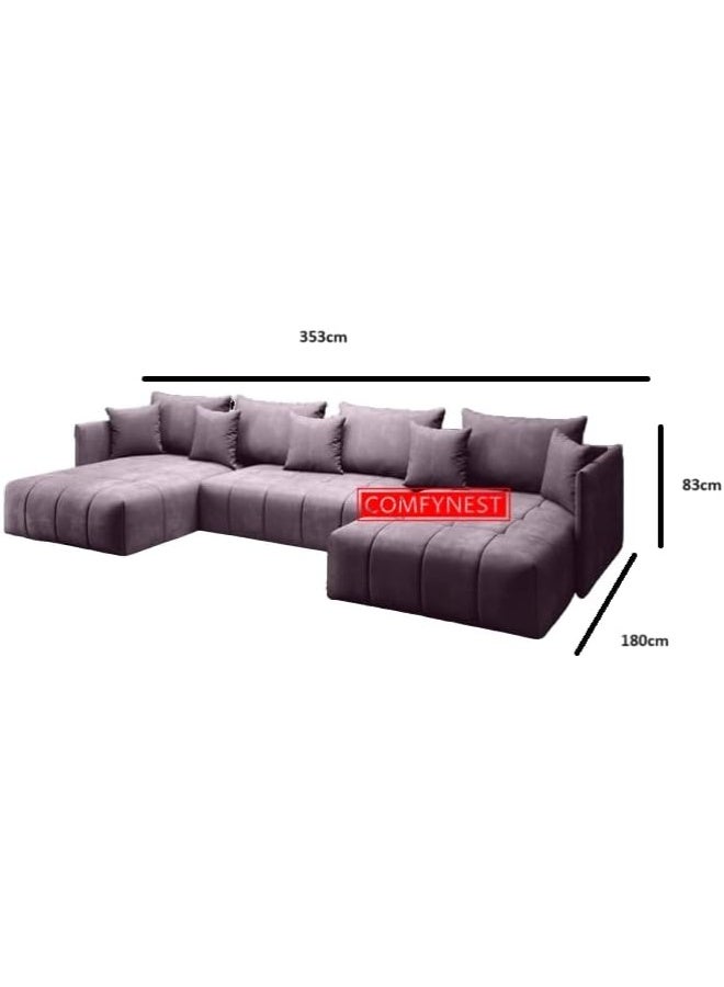 Comfynest Deluxe U-Shape Sectional Sofa Modern Living Room Elegance Spacious Comfort and Stylish Design (Green) - Image 2