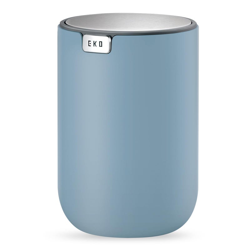EKO EKO Mini Desk Trash Can with SwingTop Lid 04 Gallon Small Table Round Wastebasket for Office Home Car Blue 