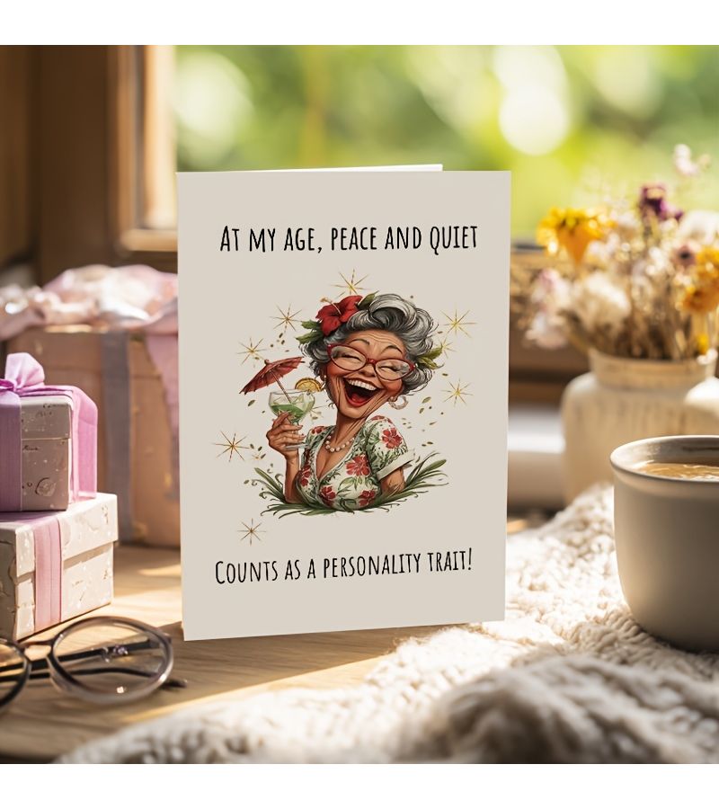 White Humorous Birthday Card For Grandma With Sarcasm And Envelope - Image 5