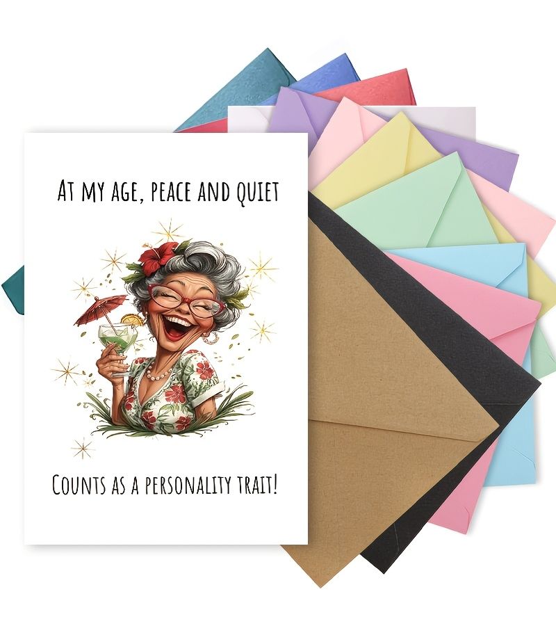 White Humorous Birthday Card For Grandma With Sarcasm And Envelope - Image 2