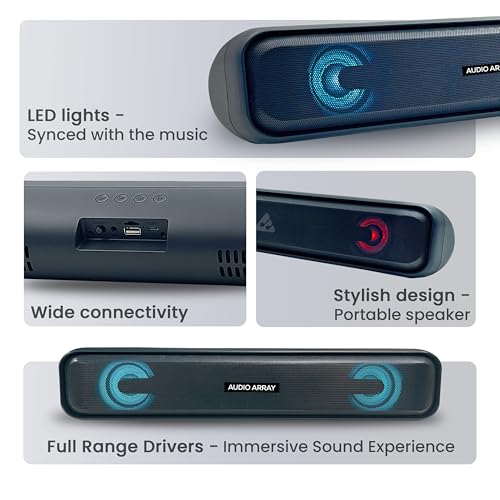 Audio Array SB-01 25W | 2.0 Sound Bar Speaker | BT v5.3 AUX, USB, TF Card, TWS Connectivity | Inbuilt FM Radio | Build in Mics | Dynamic LED Lights - Image 5