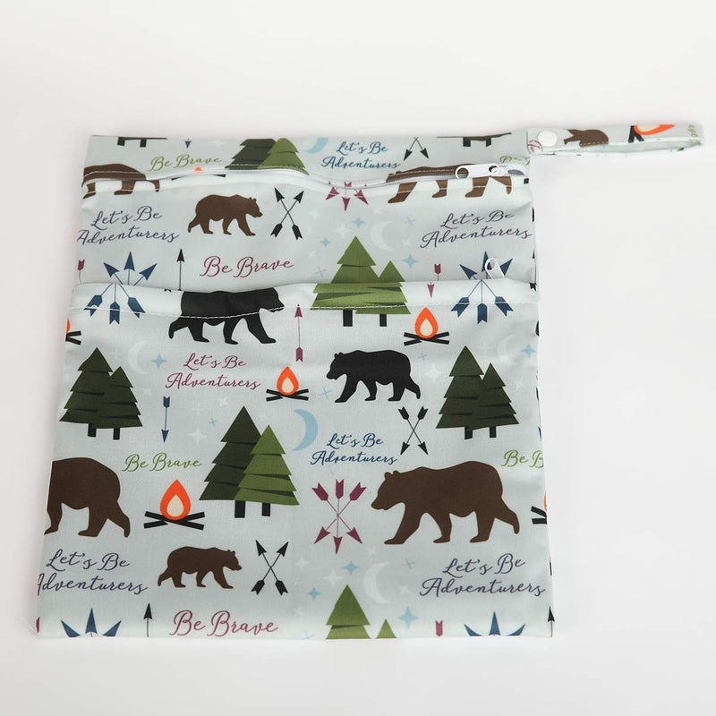 Sigzagor Wet Dry Bag Baby Cloth Diaper Nappy Insert Bag Reusable With Two Zippered Pockets (Be Brave) - Image 3